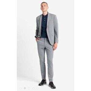 395$ Kenneth Cole Techni-Cole suit set Slim-Fit 2pcs Jacket Pants 44L 37W GRAY